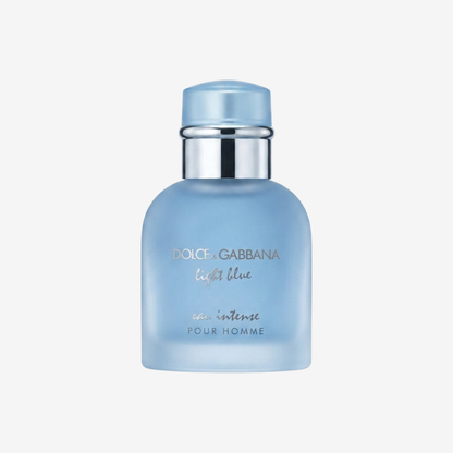 Dolce & Gabbana Light Blue eau intense Pour Homme Parfümprobe – Flakon vor weißem Hintergrund