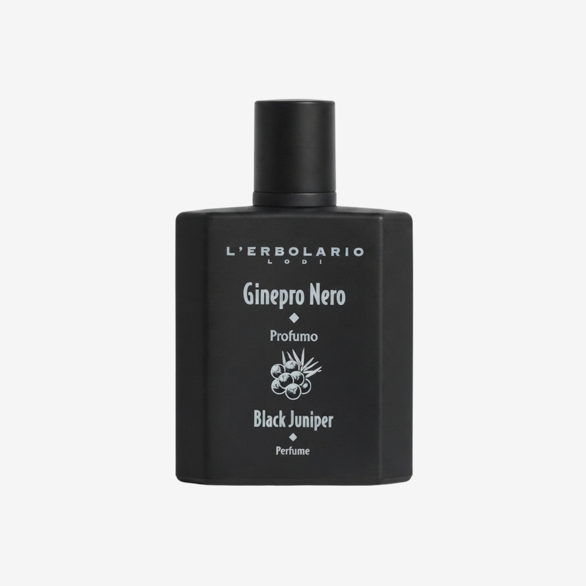 L'erbolario Ginepro Nero Profumo Parfümprobe – Flakon vor weißem Hintergrund