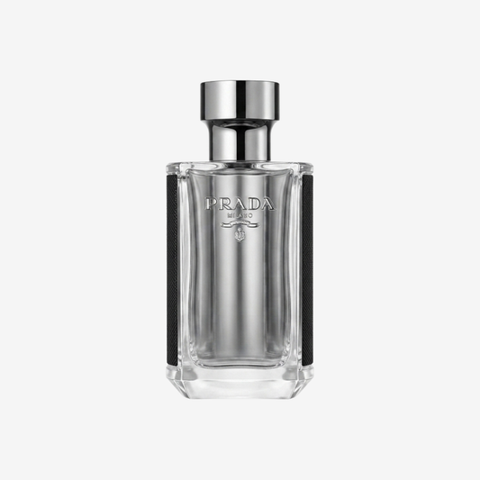 Prada L'Homme Parfümprobe – Flakon vor weißem Hintergrund